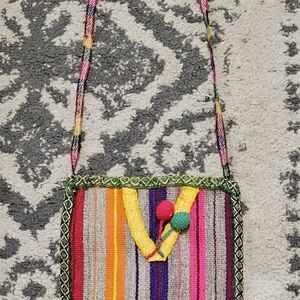 Vintage Handmade Peruvian Multicolored Wool Crossbody  Boho Hippie Cottagecore